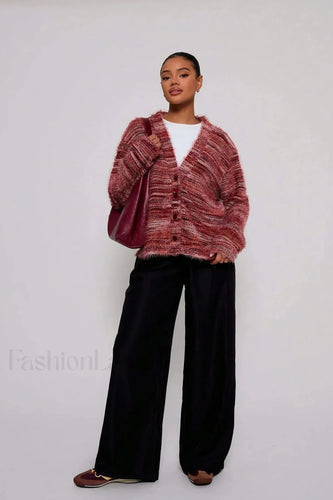 Vintage Streifen Cardigan mit V-Ausschnitt