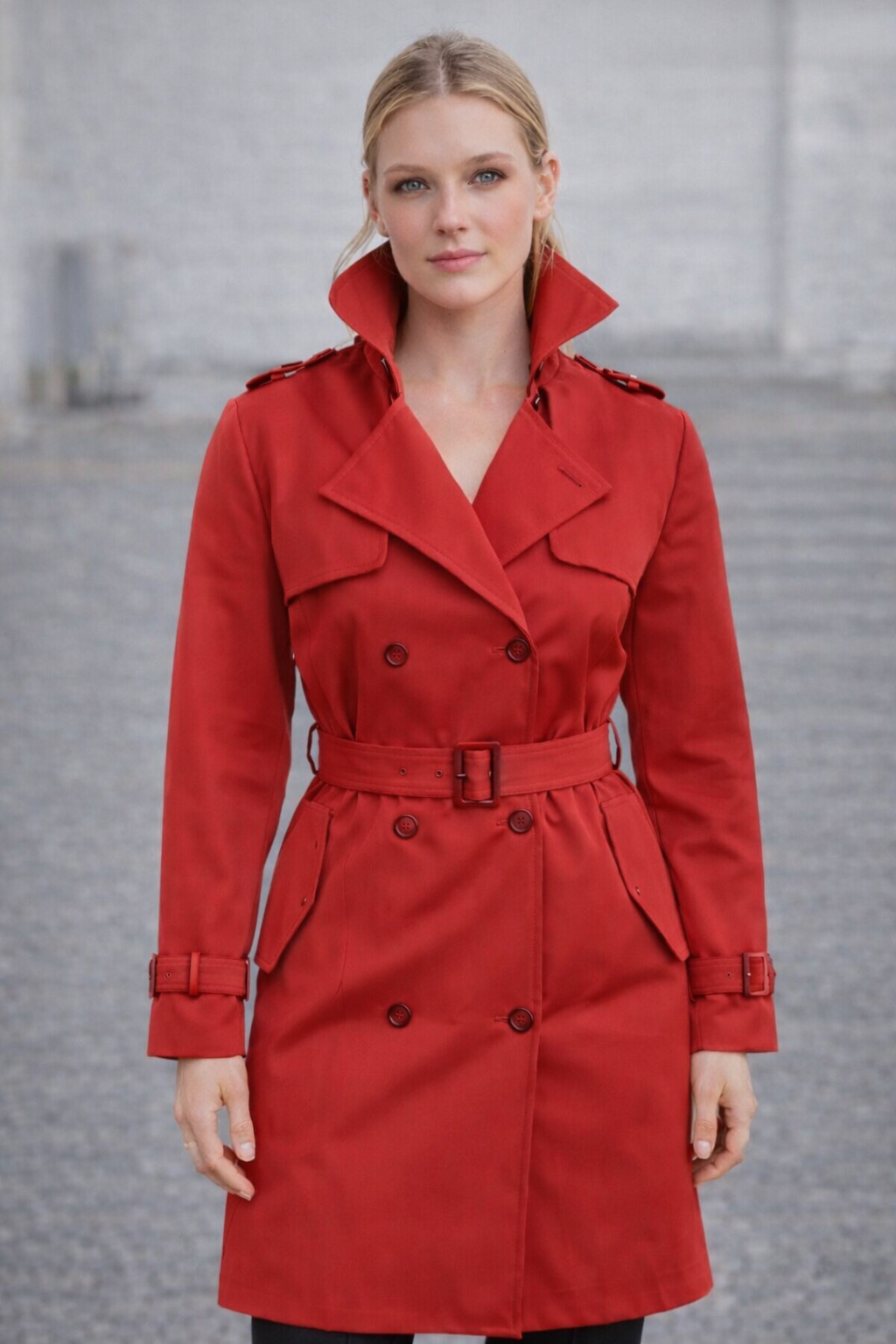 Trenchcoat mit Gürtel und Doppelknopf