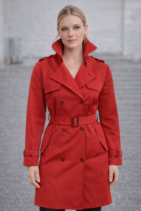Trenchcoat mit Gürtel und Doppelknopf