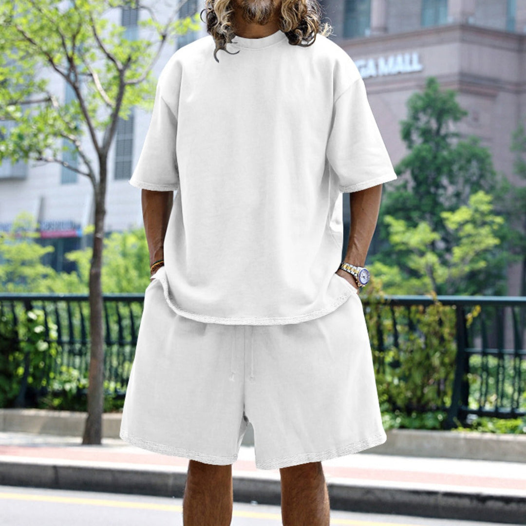 Lockeres T-Shirt Shorts einfarbiges Set
