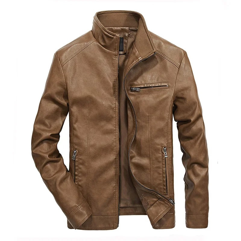 Lederjacke für Herren Frühlingsjacke mit Reißverschluss
