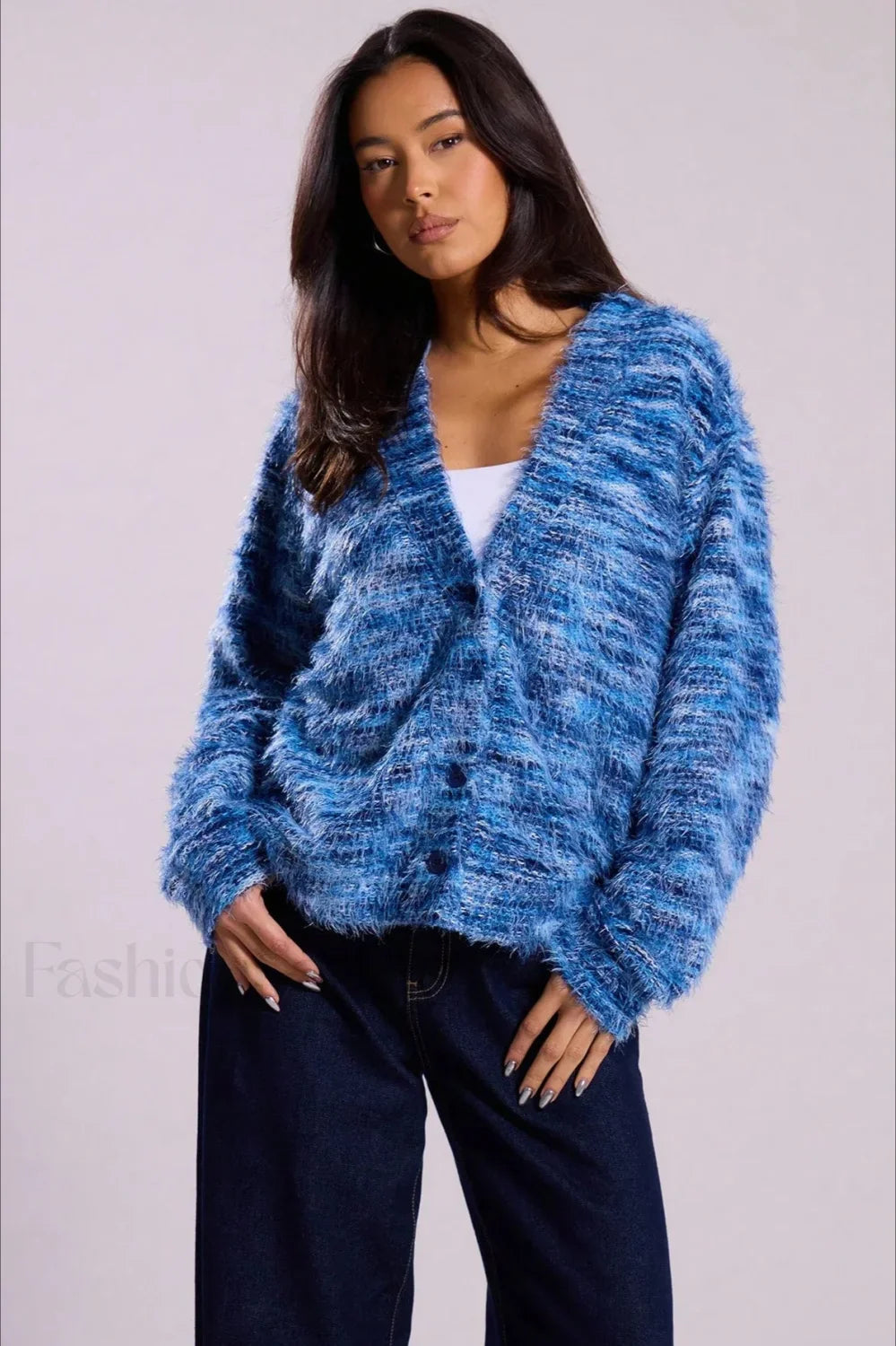 Vintage Streifen Cardigan mit V-Ausschnitt