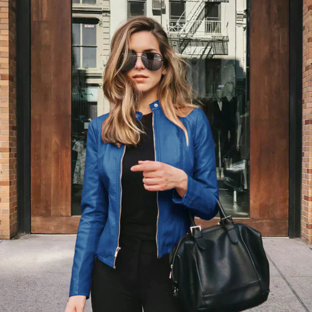 Elegante Italienische Lederbikerjacke