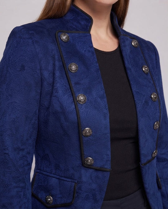 Elegante Damen-Frack mit asymmetrischem Saum und kunstvollen Knöpfen Shop Nory