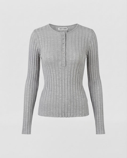 Damen Enganliegendes geripptes Henley-Longsleeve aus Feinstrick Shop Nory
