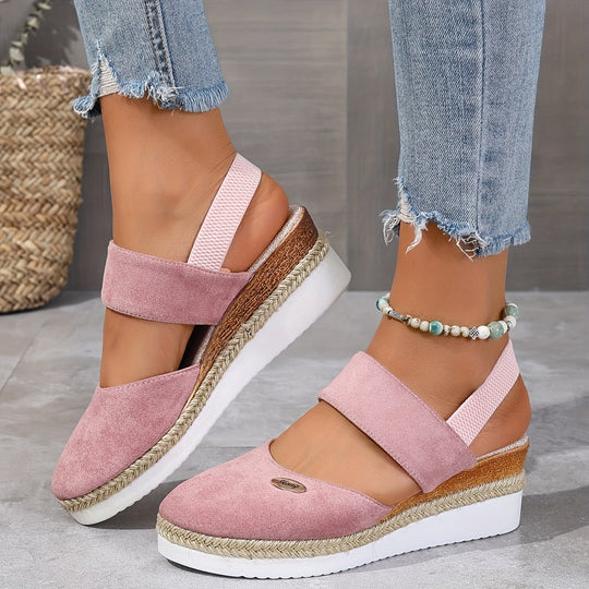 Damen Sandalen Auf Plattform: Rutschfest, Geschlossene Zehe, Elastischer Riemen