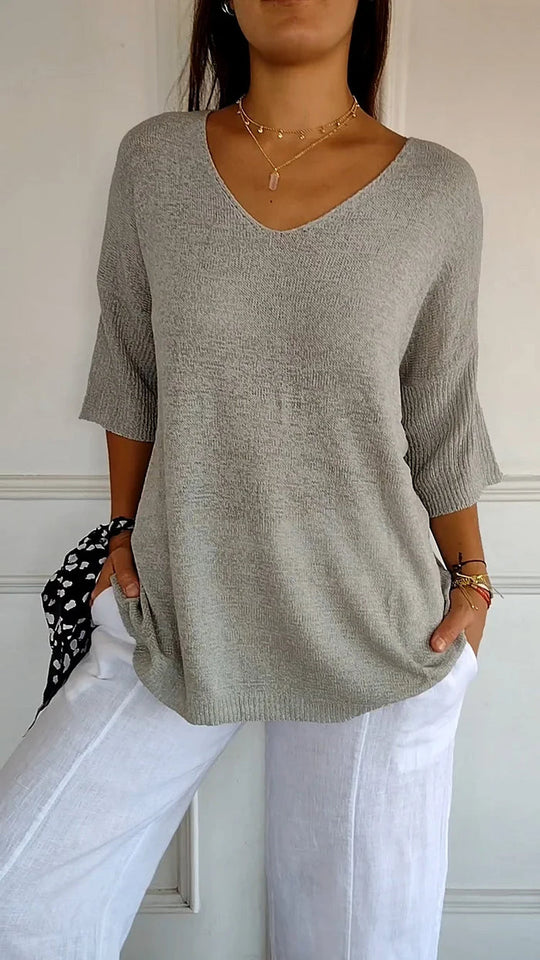 Bequemes Damen Stricktop mit V-Ausschnitt