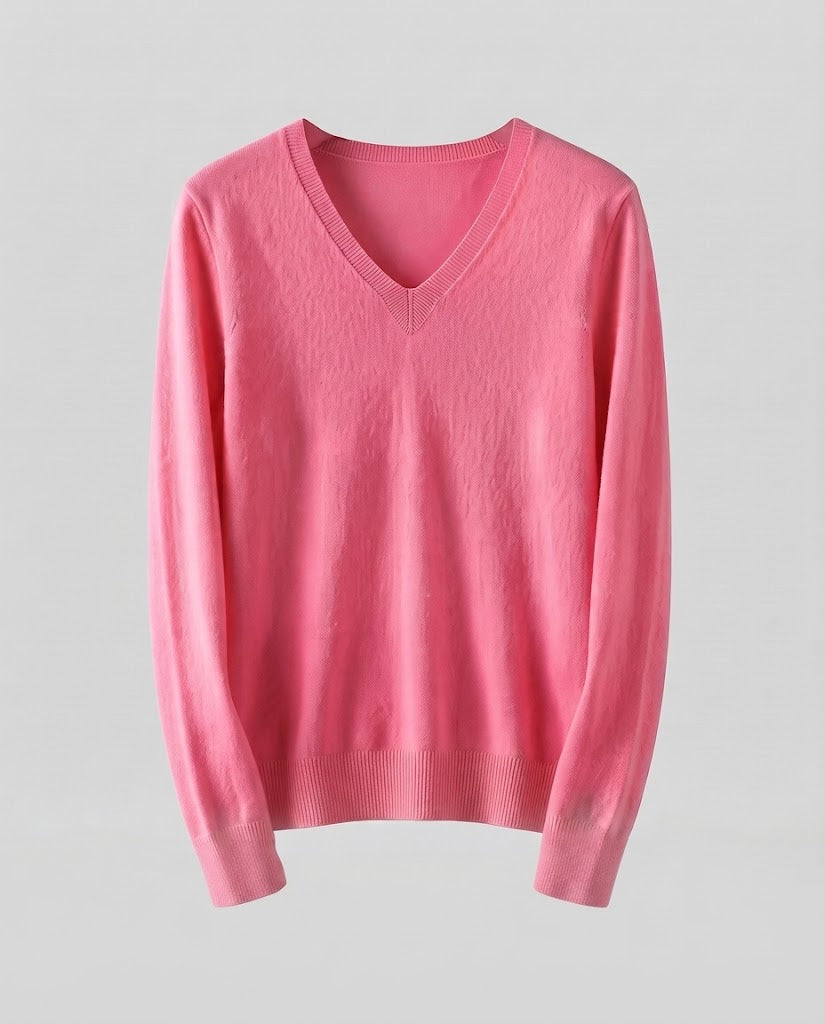 Damen Feinstrick V‑Ausschnittpullover in Kaschmir‑Optik mit schmaler Silhouette Shop Nory