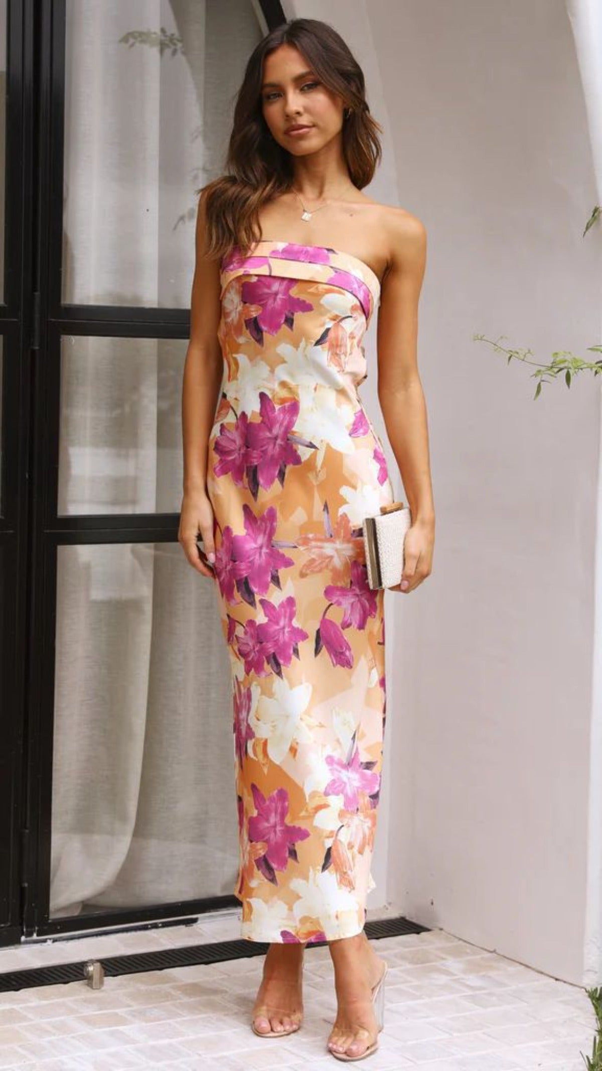 Satin rückenfreies Röhrentop Kleid