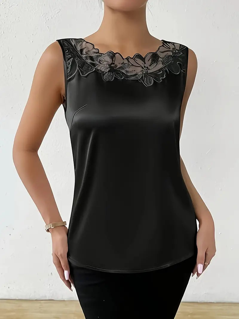 Shopnory | Satin Bluse mit Blumendetail für Damen