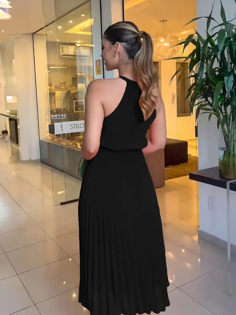 Shopnory | Elegantes X-Sommer Midikleid mit Rundhalsausschnitt und Gesch Gathered Taille