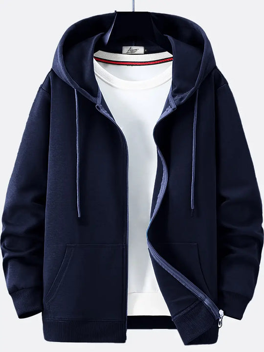 Lässiger Herbst Full Zip Hoodie mit Kordelzug für Männer