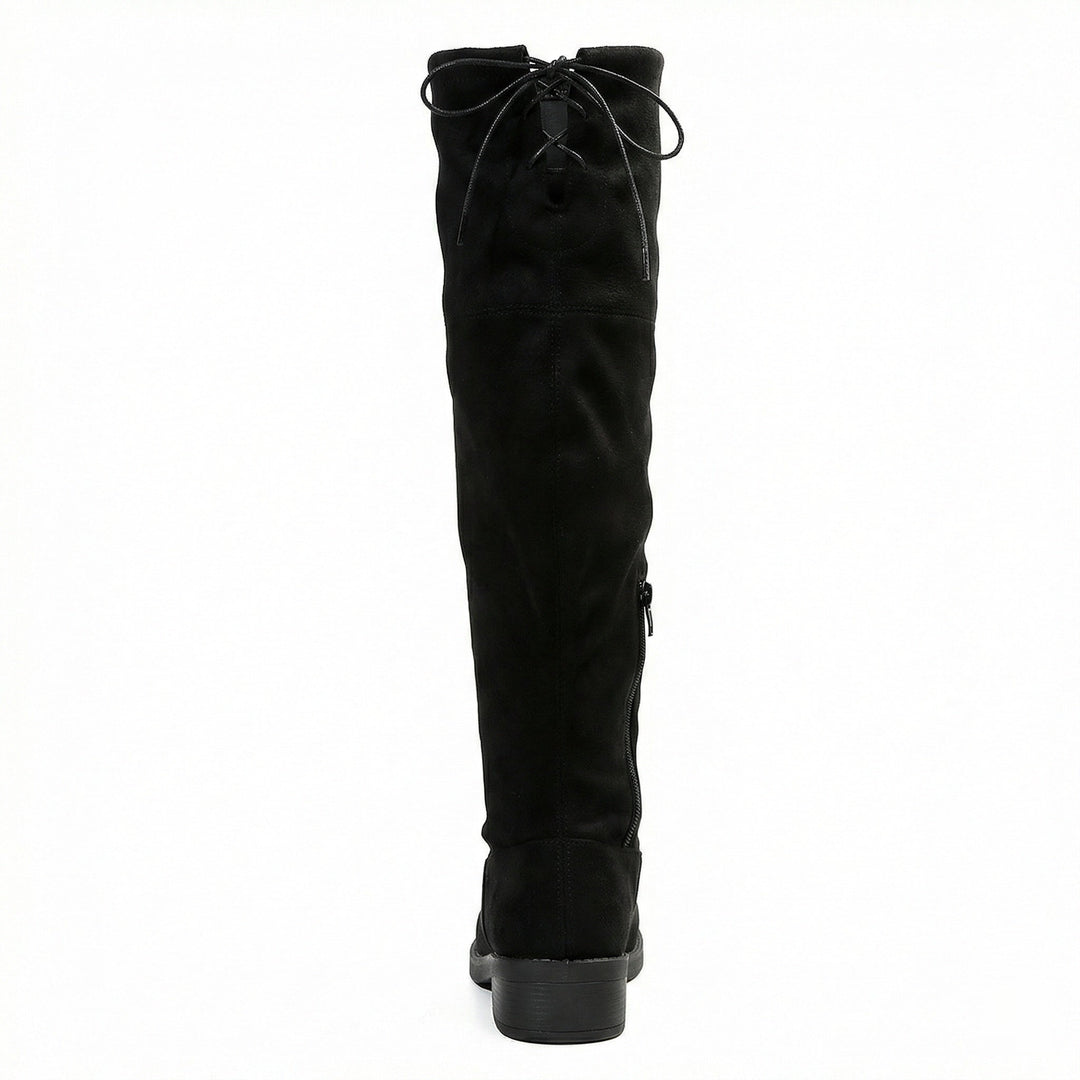 Damen Overknee-Stiefel aus weichem Wildleder mit praktischer Schnürung