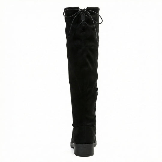 Damen Overknee-Stiefel aus weichem Wildleder mit praktischer Schnürung