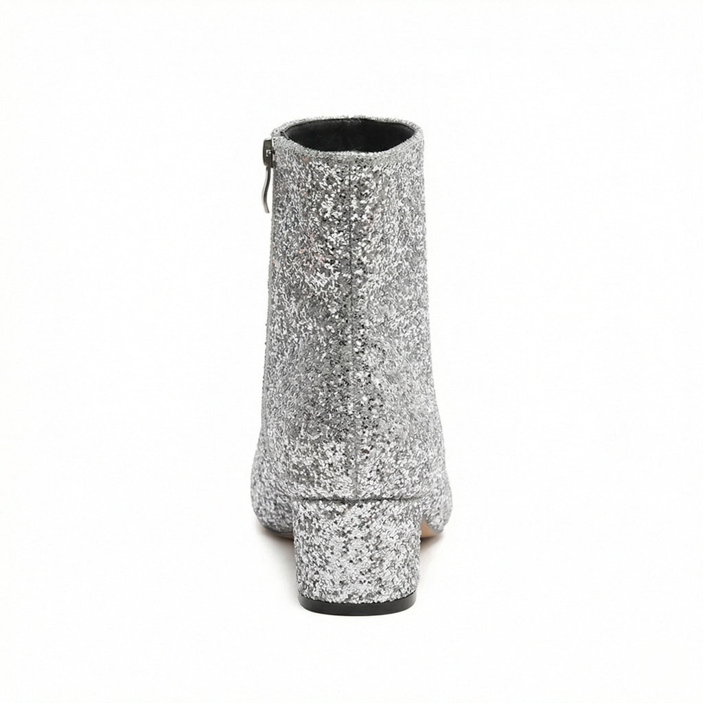Glitzernde Ankle Boots Mit Blockabsatz