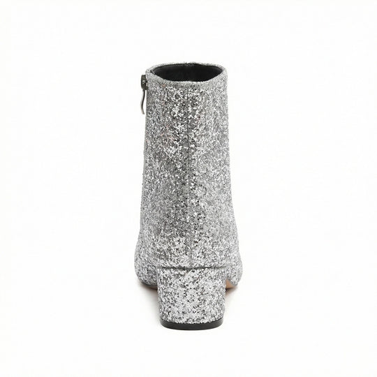 Glitzernde Ankle Boots Mit Blockabsatz