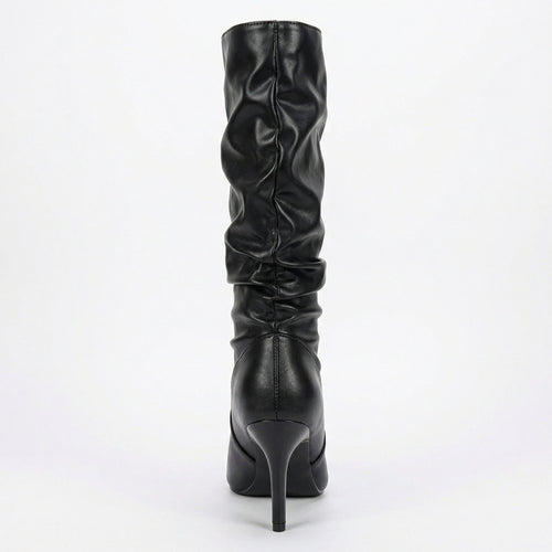 Damen High Heels Stiefel mit Gerafftem Design