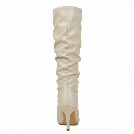 Damen High Heels Stiefel mit Gerafftem Design