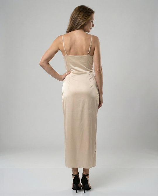 Satin Abendkleid Mit Wasserfallausschnitt Damen