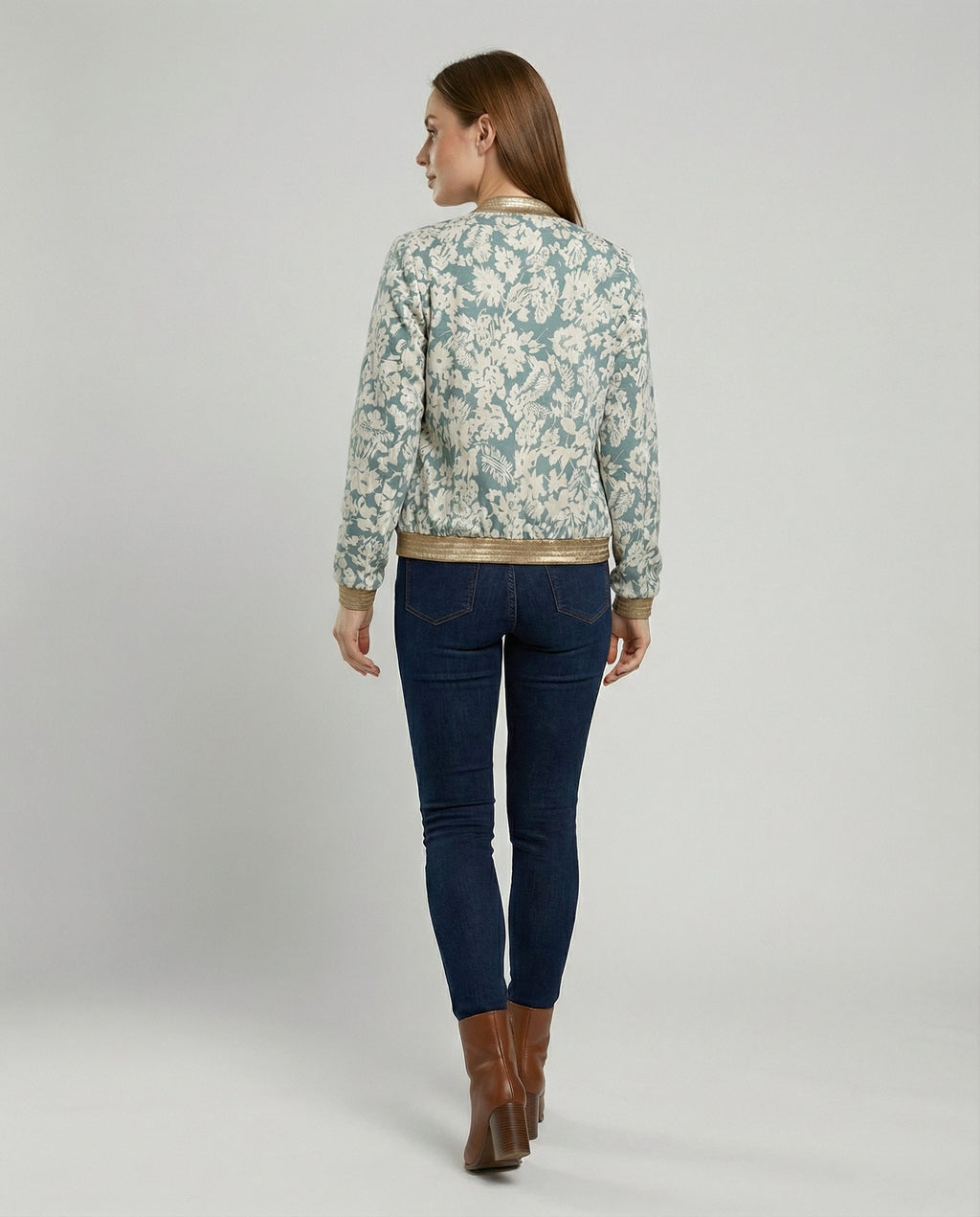 Damen Bomberjacke mit Blumenmuster