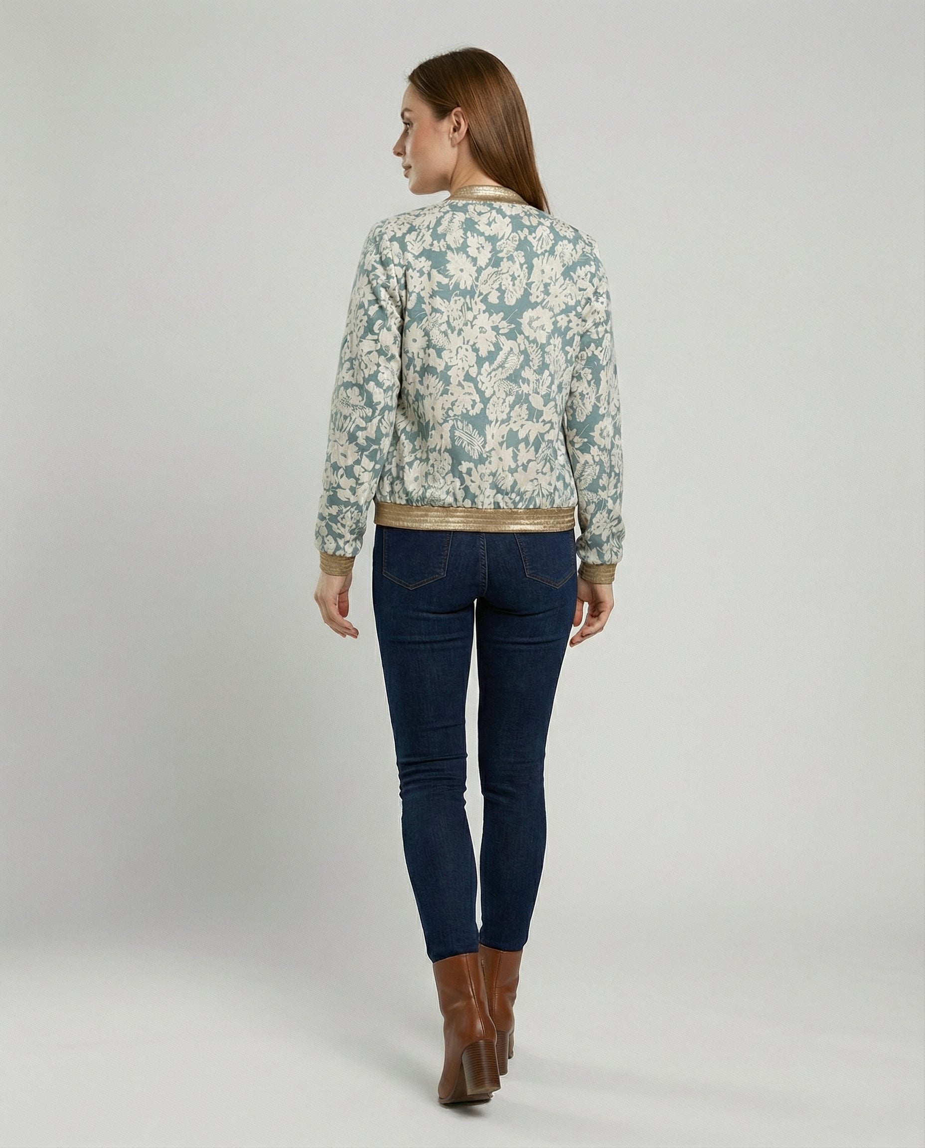 Damen Bomberjacke mit Blumenmuster