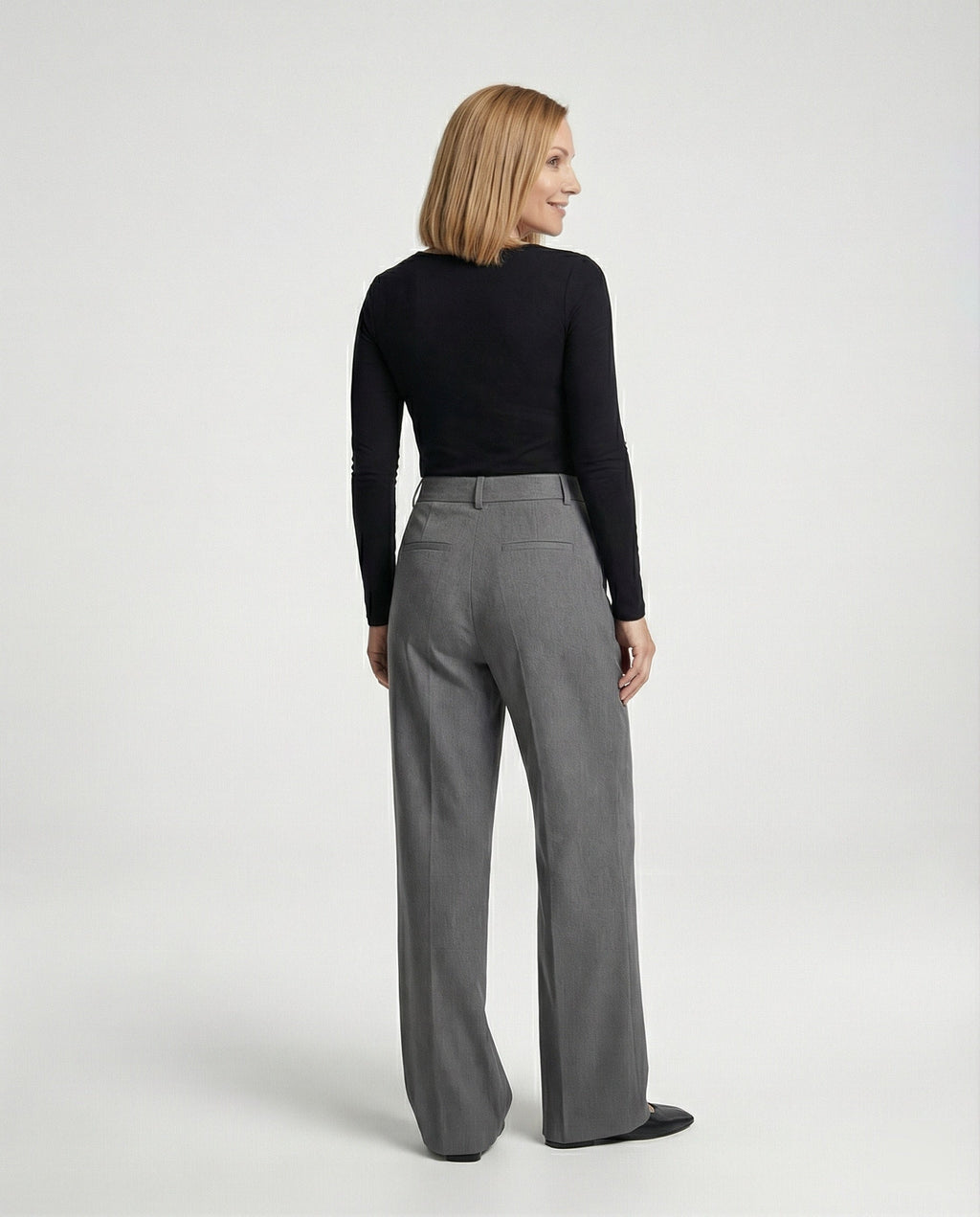 Damen weite Stoffhose mit Bügelfalte