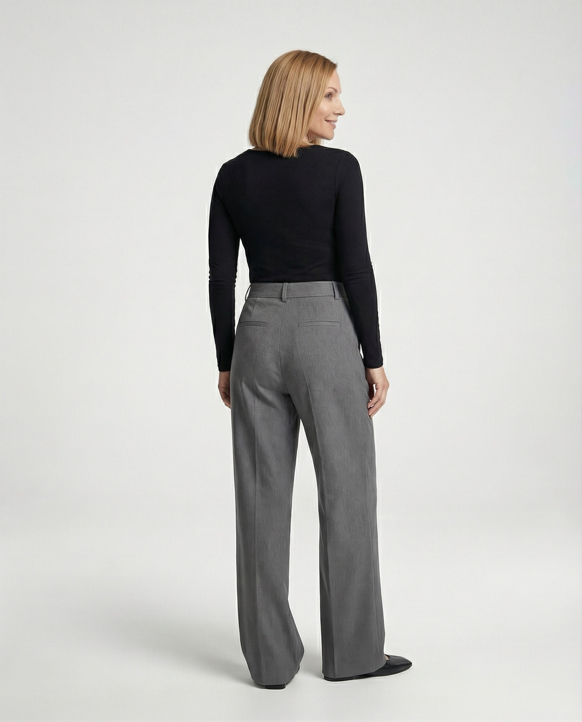 Damen weite Stoffhose mit Bügelfalte