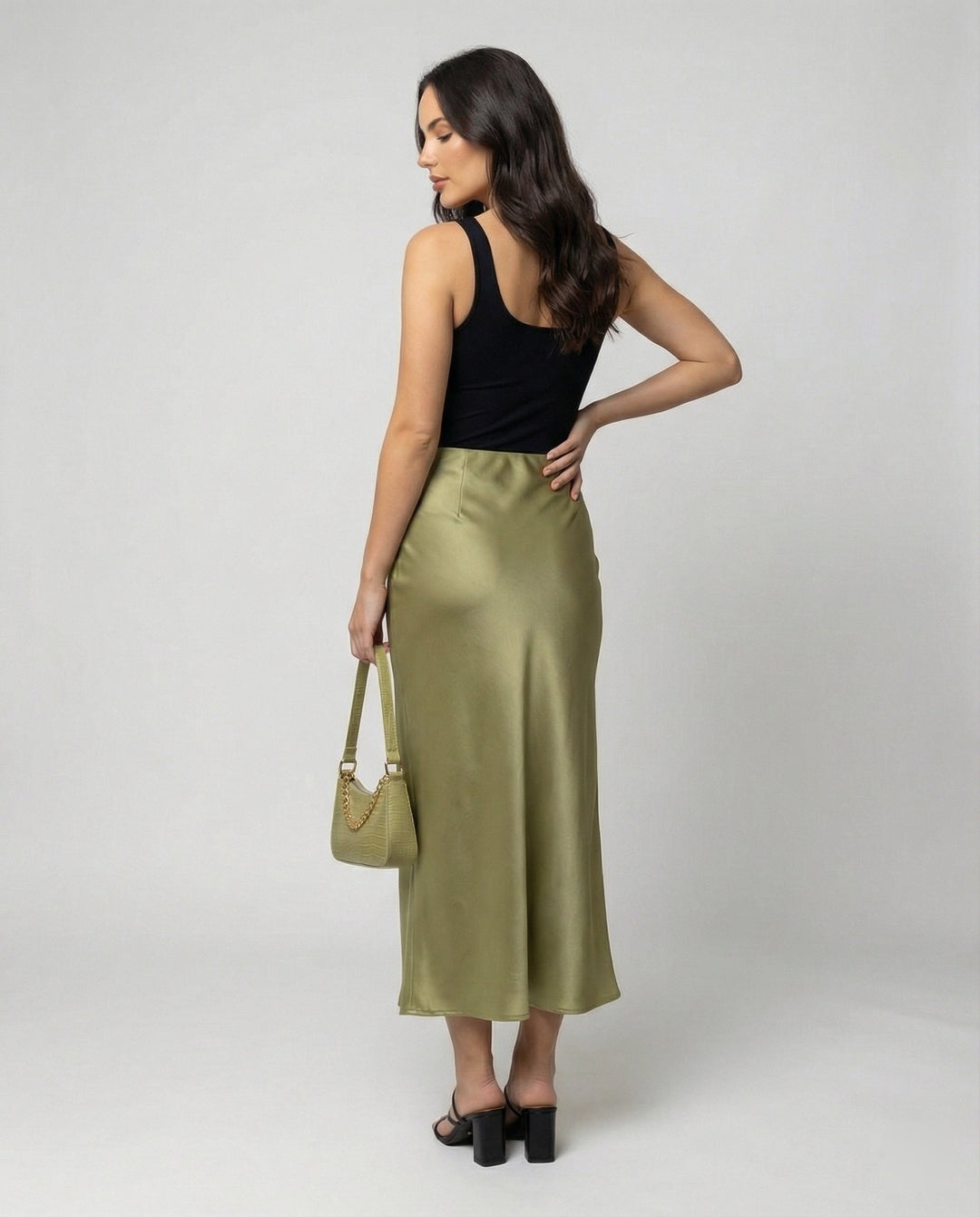 Damen Longskirt aus glattem Satin von