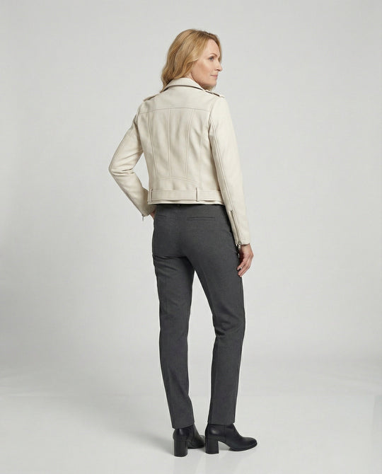 Damen Lederjacke Schwarz Echtleder Look