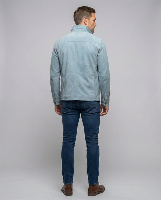 Herren lässige Wildlederjacke mit praktischem Kragen