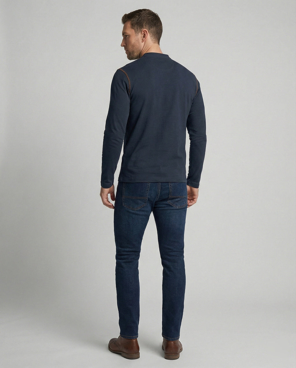 Langarm Henley Shirt