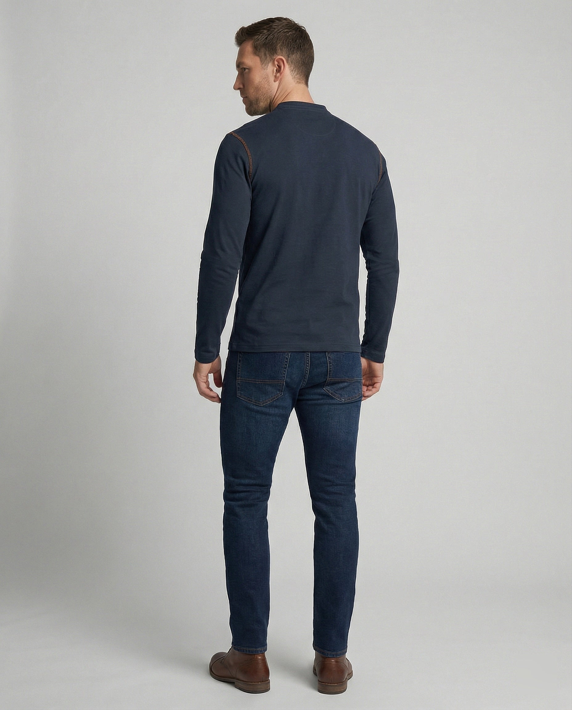 Langarm Henley Shirt