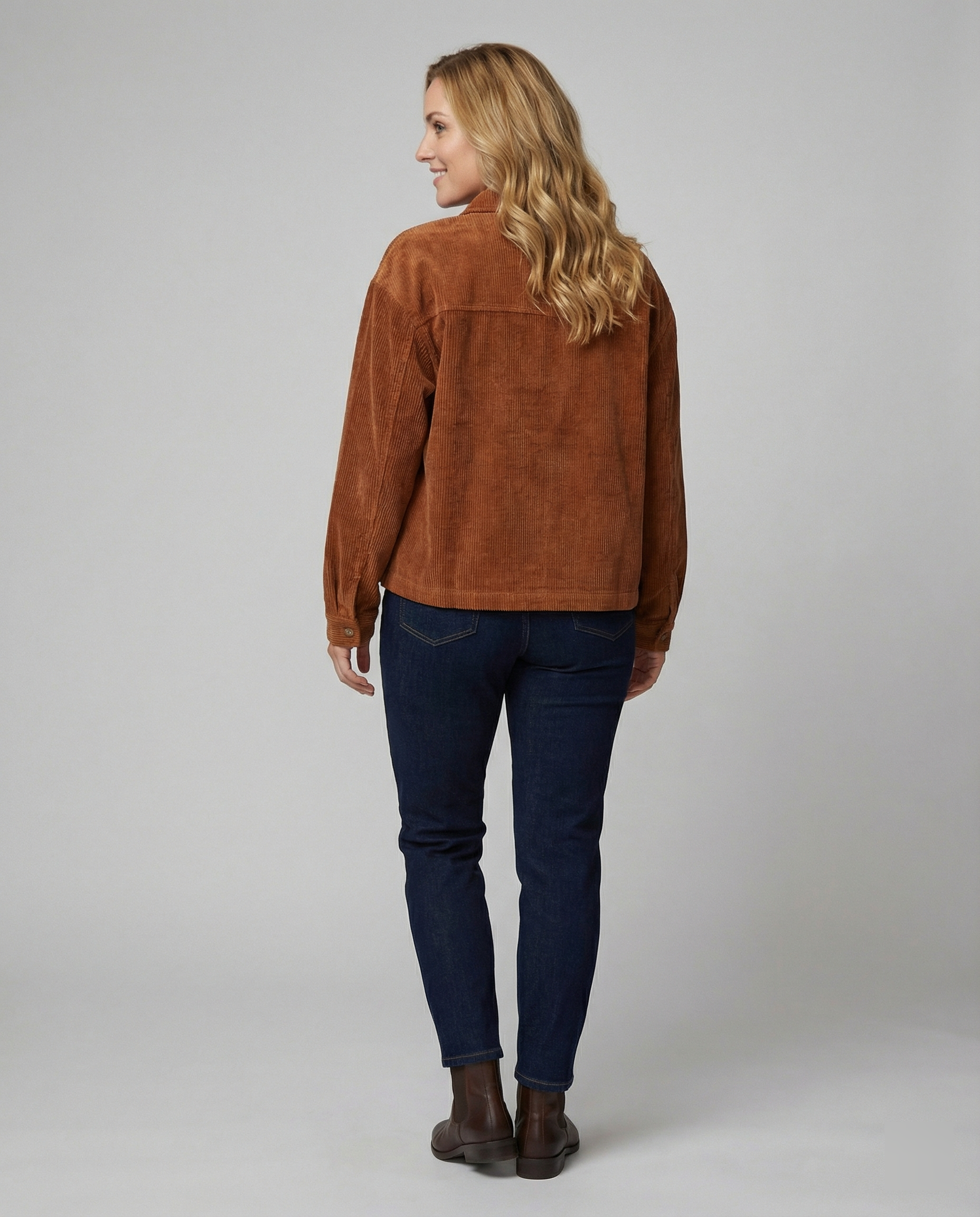 Damen Baumwollcordjacke mit Taschen und Knopfverschluss