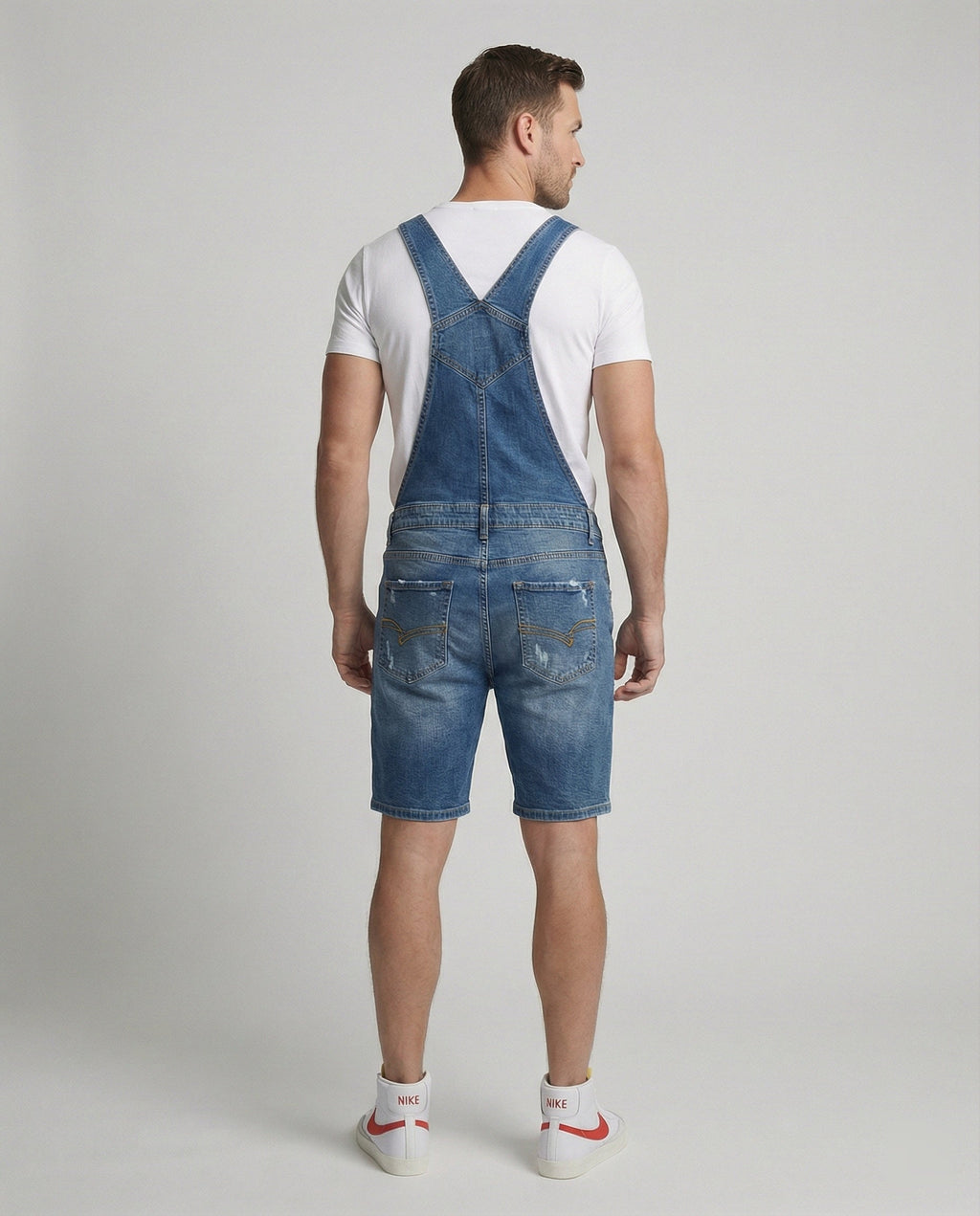 Herren Jeans-Latzhose im Used-Look mit abnehmbaren Trägern