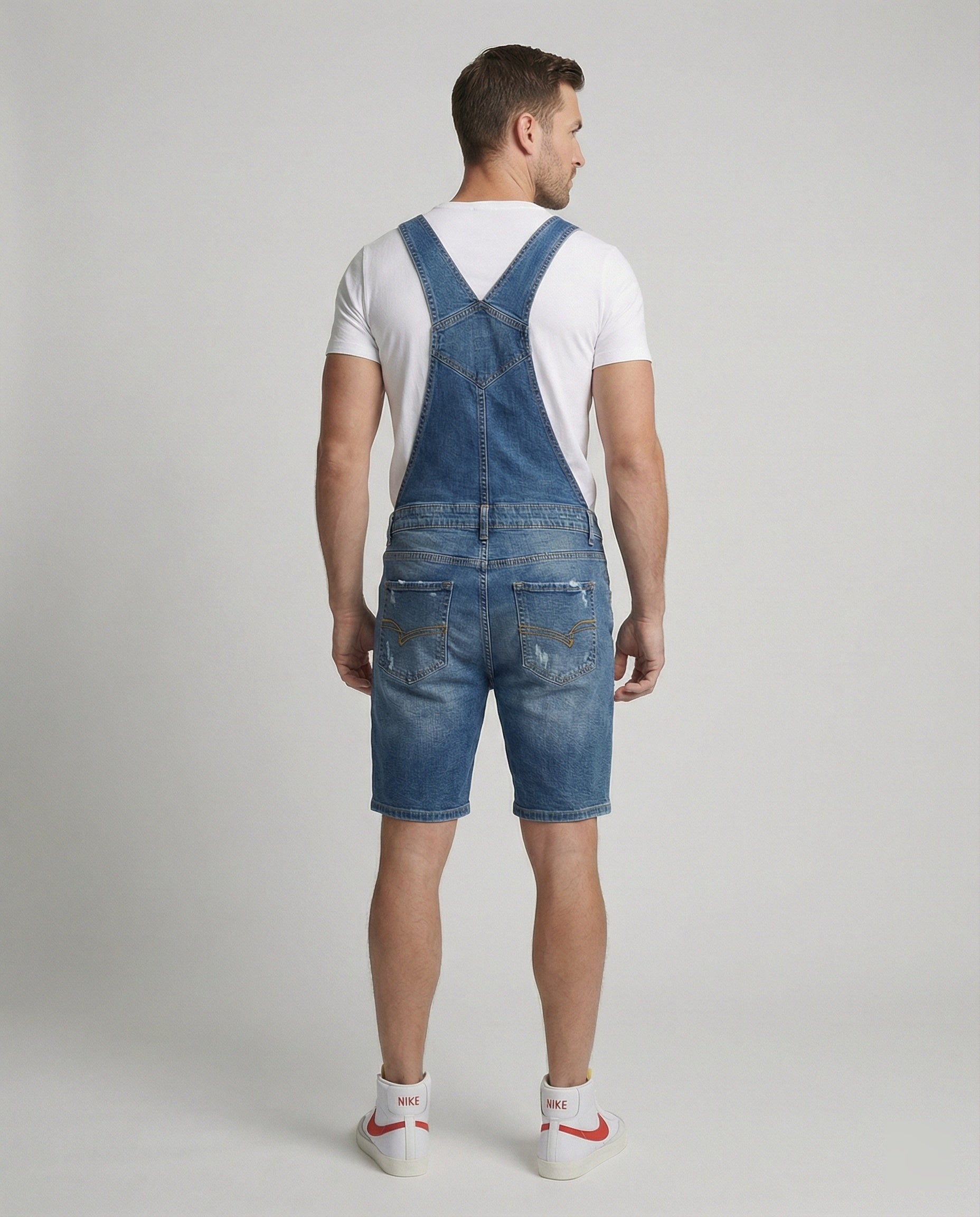Herren Jeans-Latzhose im Used-Look mit abnehmbaren Trägern