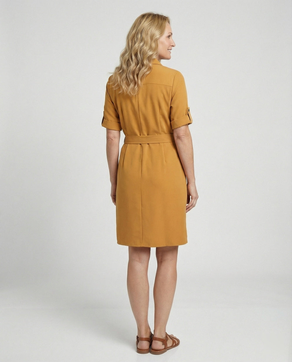 Knielanges Hemdblusenkleid Mit Taschen Damen