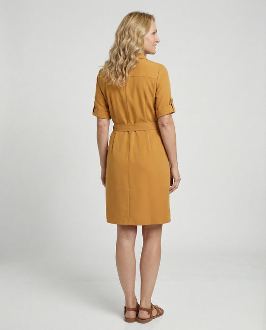 Knielanges Hemdblusenkleid Mit Taschen Damen