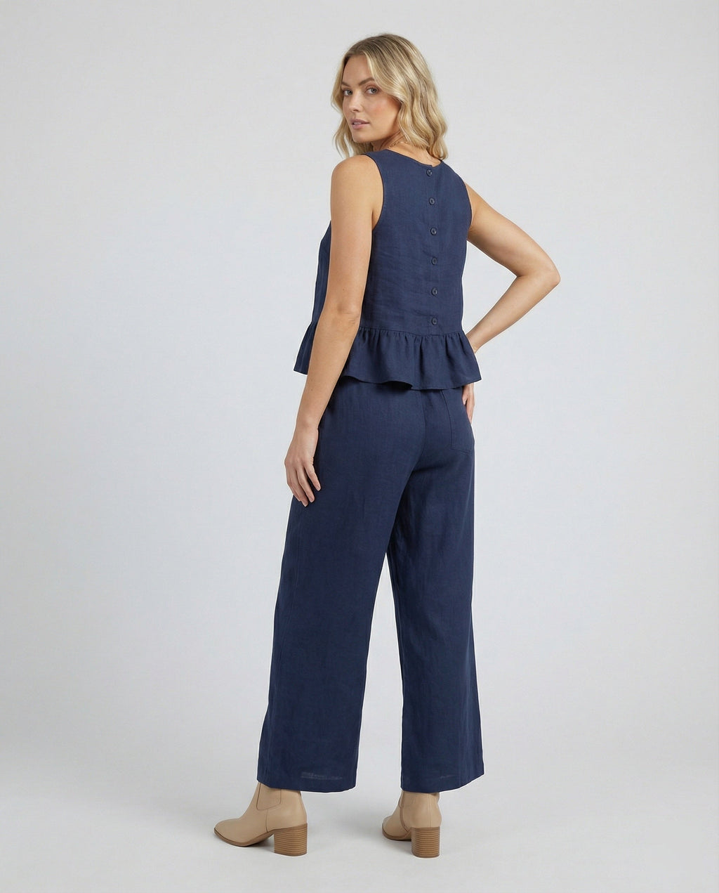 Damen Zweiteiler Set Volanttop & Palazzohose