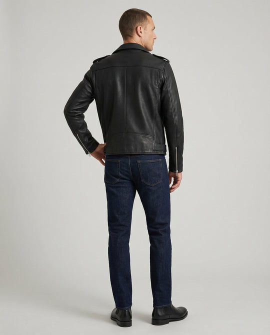 Herren Biker-Lederjacke mit Taschen