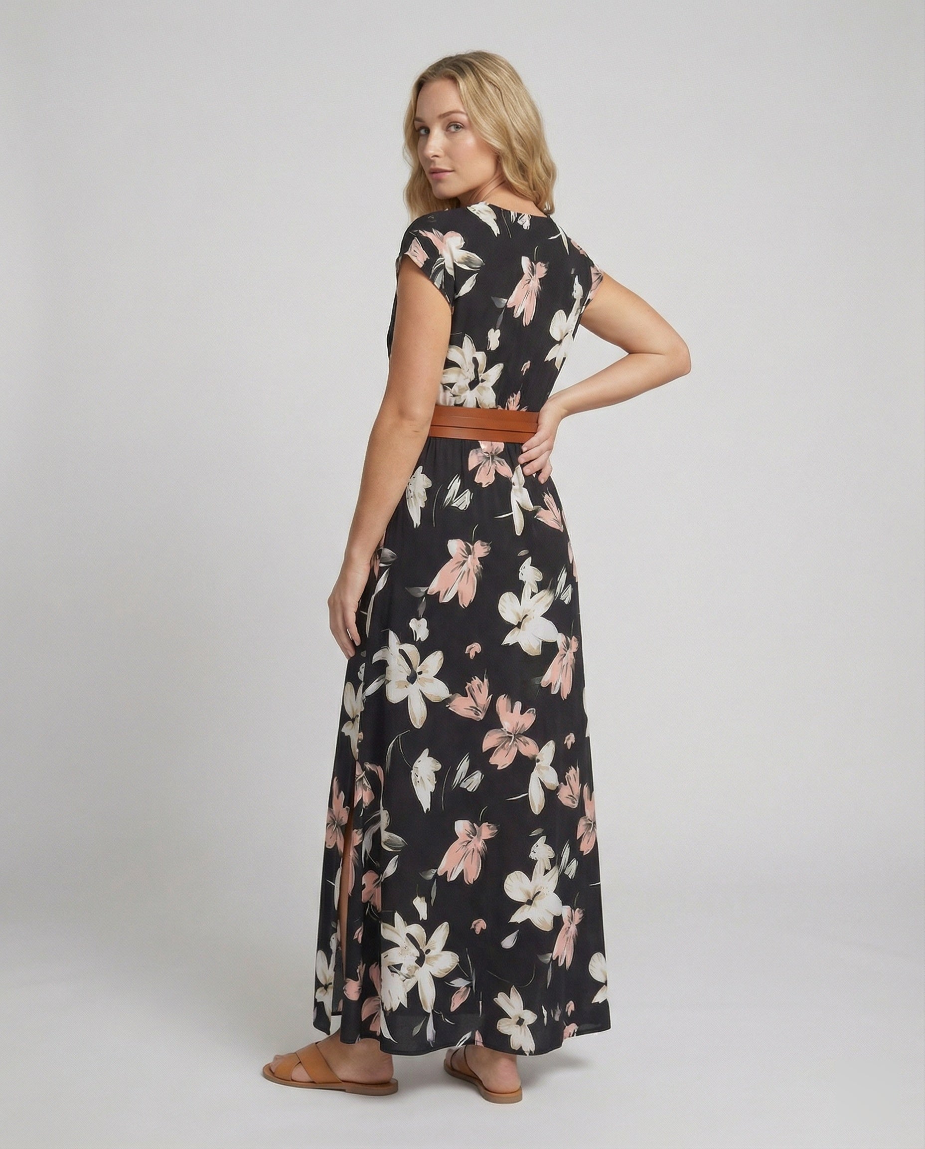 Boho Langes Maxikleid mit Blumenmuster für Sommer & Urlaub