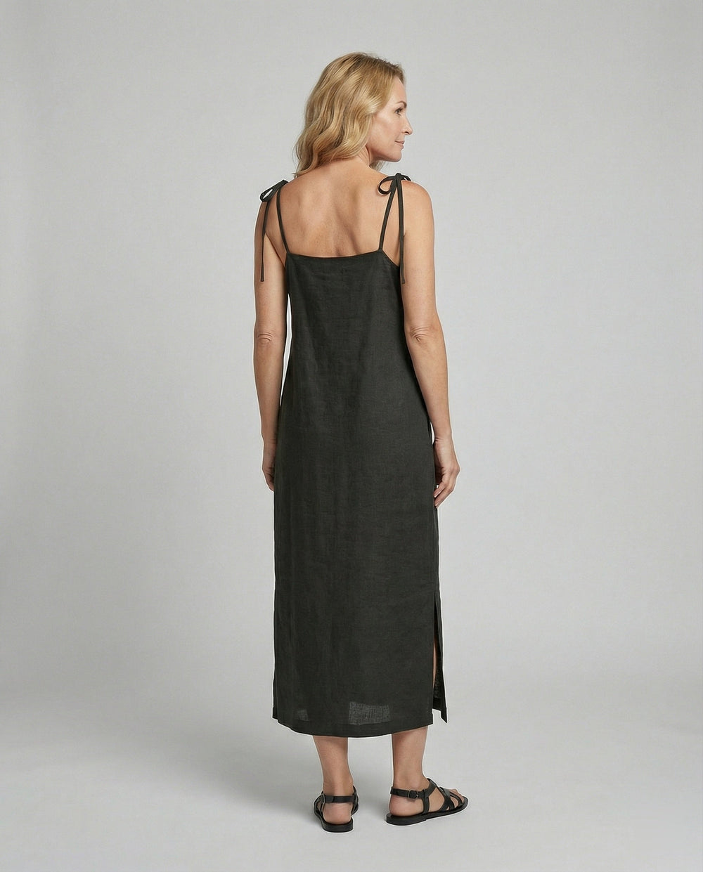 Damen Leinenkleid luftig mit Taschen