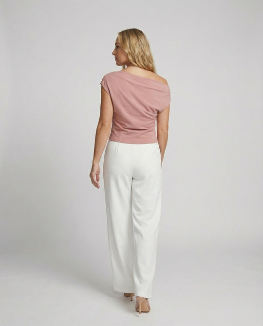 Damen Elegantes Drapiertes Oberteil mit asymmetrischem Schnitt