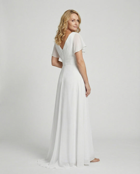 Damen Maxikleid Chiffon elegant plissiert