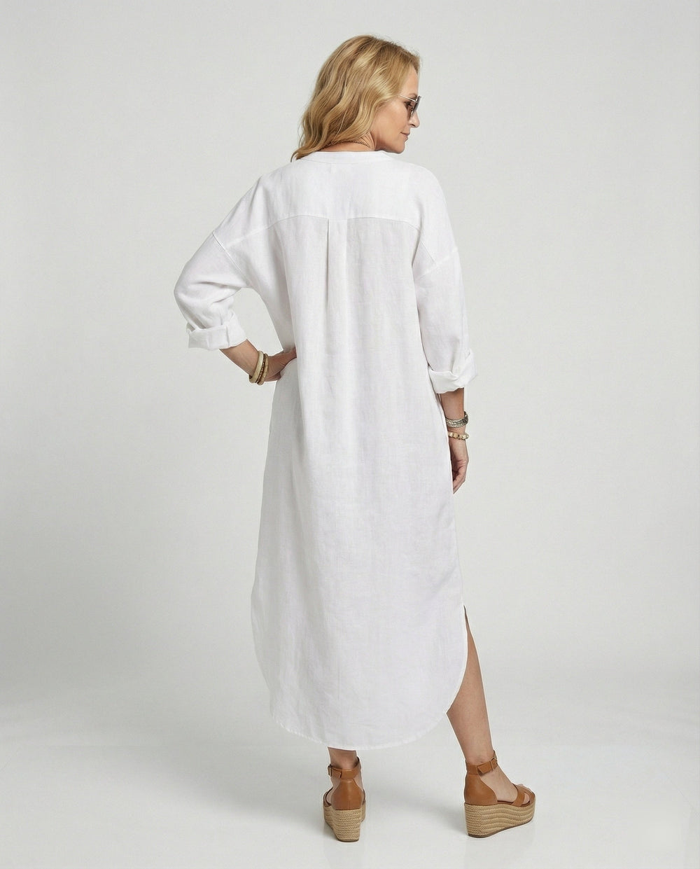 Damen Leinenkleid Kaftan lang