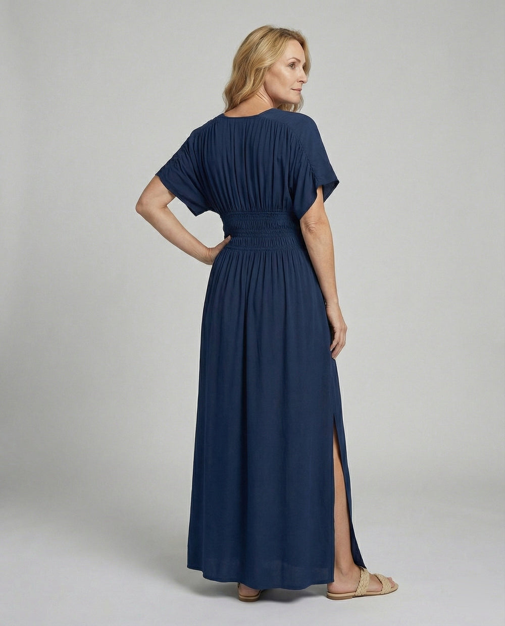 Damen Maxikleid Sommer V-Ausschnitt Schlitz