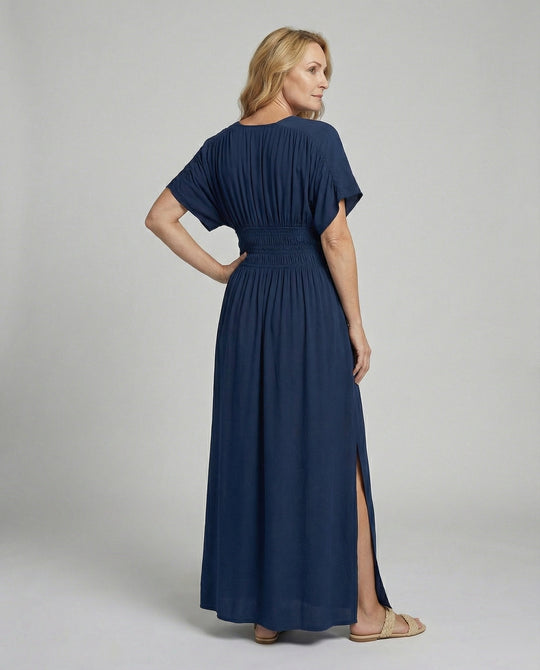 Damen Maxikleid Sommer V-Ausschnitt Schlitz