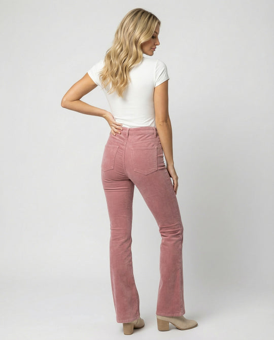 Damen Flared Cord-Hose mit hohem Bund und weichem Material