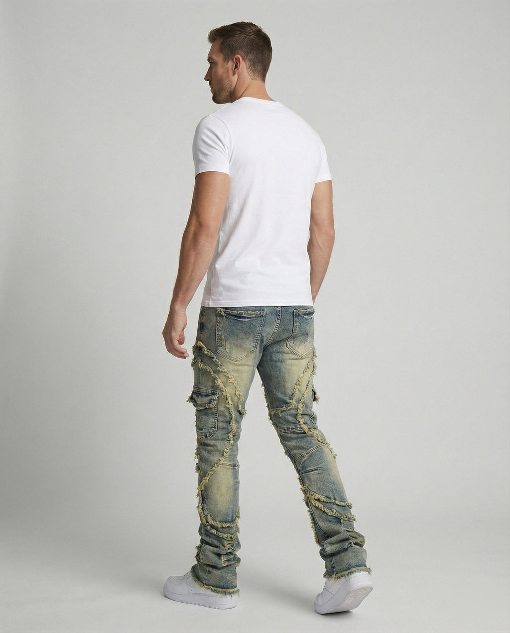 Herren Destroyed Jeans mit Cargotaschen