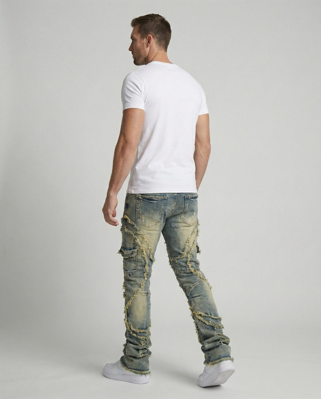 Herren Destroyed Jeans mit Cargotaschen