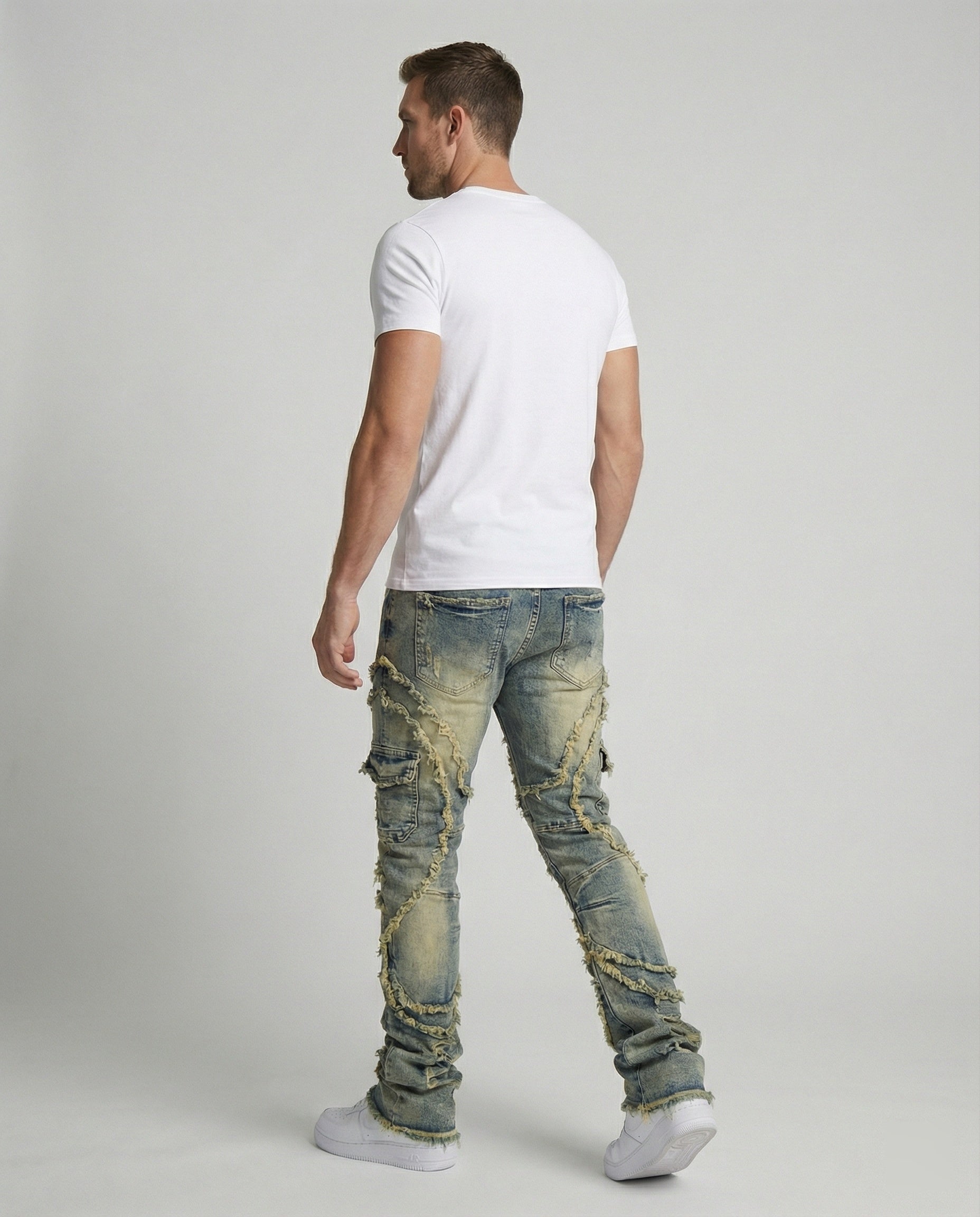 Herren Destroyed Jeans mit Cargotaschen